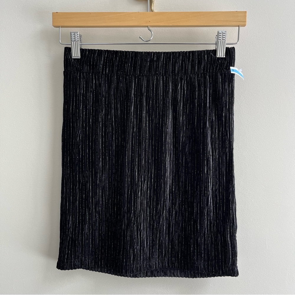 [noisy may] velvet metallic mini skirt black XS